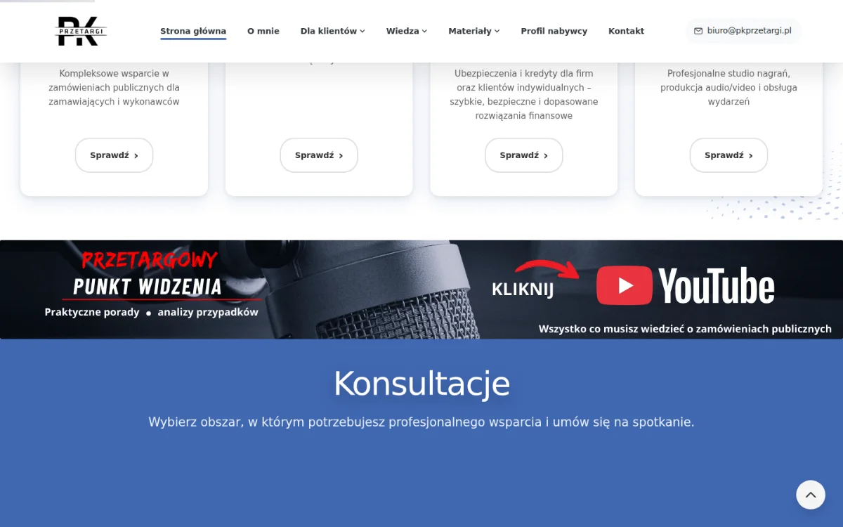 Strona główna pkprzetargi.pl: kolejna sekcja