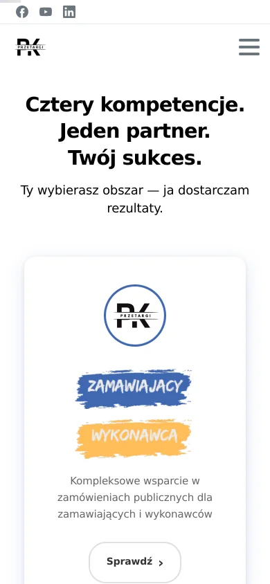 Strona główna pkprzetargi.pl na telefonie